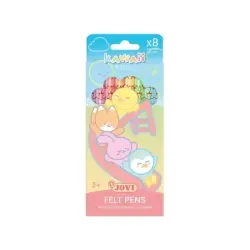 Jovi Kawaii Felt Pens Pack con 8 Rotuladores Punta Media de 3mm - Capuchon de Seguridad Ventilado - Grip Triangular Ergonomico -