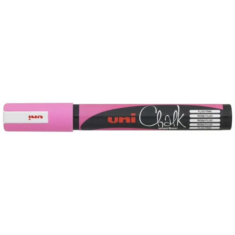 Uni-ball PWE-5M Marcador de Tiza Liquida - Punta Conica 1.8-2.5mm - Borrado en Humedo - Resistente a la Lluvia - Color Rosa | Ah