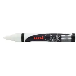 Uni-ball PWE-5M Marcador de Tiza Liquida - Punta Conica 1.8-2.5mm - Borrado en Humedo - Resistente a la Lluvia - Color Blanco |