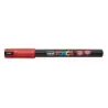 Posca PC-1MR Marcador de Pintura - Punta Roller de Fibra 0.7mm - Tinta Pigmentada Base al Agua - Resistente a la Luz - Color Roj
