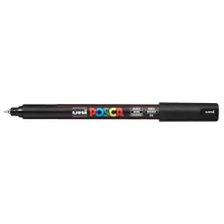 Posca PC-1MR Marcador de Pintura - Punta Roller de Fibra 0.7mm - Tinta Pigmentada Base al Agua - Resistente a la Luz - Color Neg