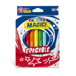Carioca Magic Markers Pack de 10 Rotuladores Magicos Erasable - Tinta Magica Cambia de Color - Incluye Rotulador Magink para Bor