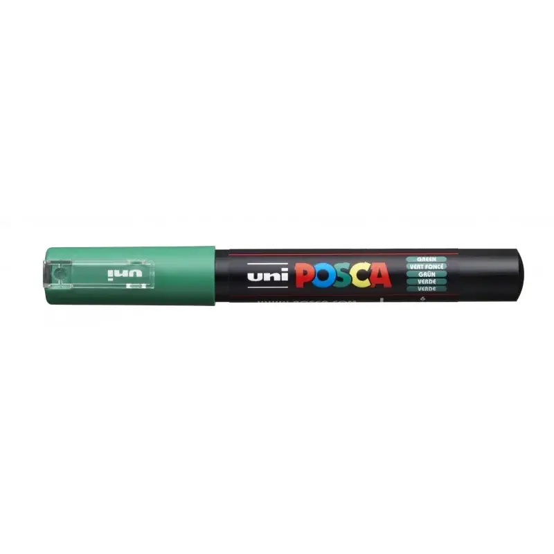 Posca PC-1M Marcador de Pintura - Punta Conica 0.7mm - Tinta Base al Agua - Resistente a la Luz - Color Verde | Ahorro Imprimien