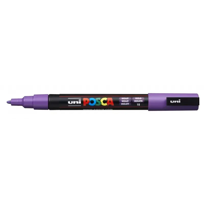 Posca PC-3M Marcador de Pintura - Punta Conica de 0.9-1.3mm - Tinta Base al Agua - Resistente a la Luz - Color Violeta | Ahorro