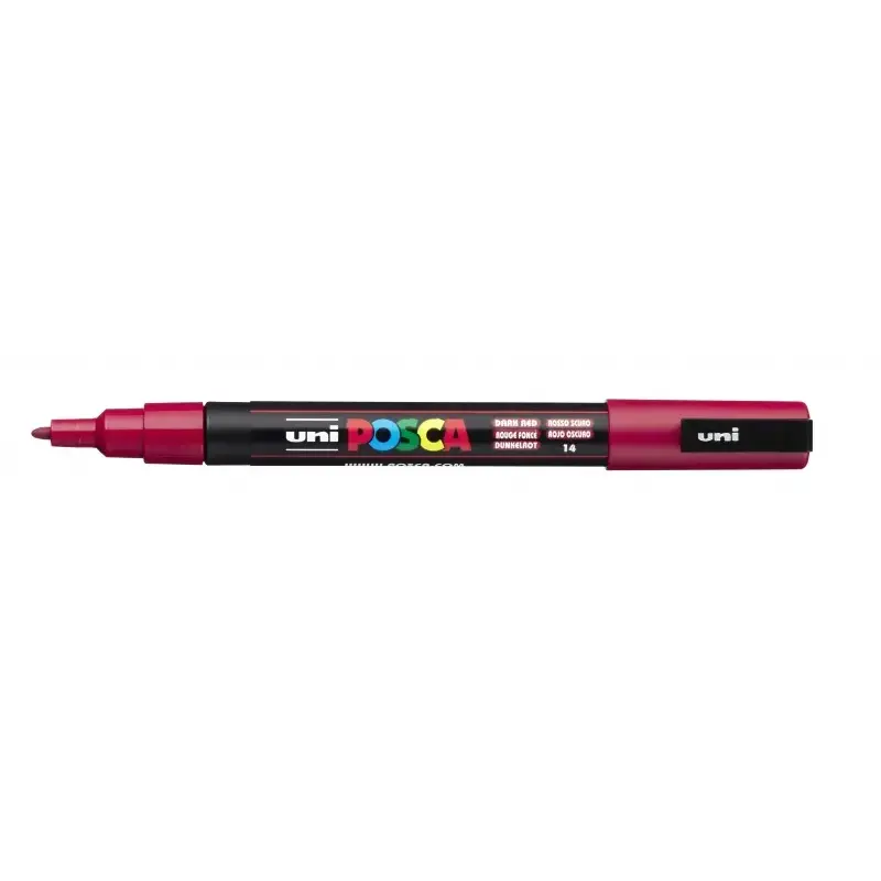 Posca PC-3M Marcador de Pintura - Punta Conica 0.9-1.3mm - Tinta Base al Agua - Resistente a la Luz - Color Rojo Oscuro | Ahorro