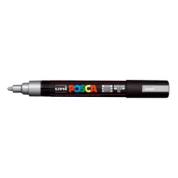 Posca PC-5M Marcador de Pintura - Punta de Poliester 1.8-2.5mm - Tinta Base al Agua - Resistente a la Luz - Color Plata | Ahorro