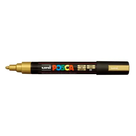 Posca PC-5M Marcador de Pintura - Punta de Poliester 1.8-2.5mm - Tinta Base al Agua - Resistente a la Luz - Color Oro | Ahorro I