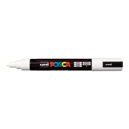 Posca PC-5M Marcador de Pintura - Punta de Bala 1.8-2.5mm - Tinta Base al Agua - Resistente a la Luz - Color Blanco | Ahorro Imp