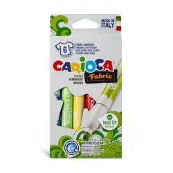 Carioca Fabric Pack de 6 Rotuladores para Tejidos - Punta Maxi Ø 6mm - Tinta Especial para Tejidos - Colores Indelebles Tras Apl