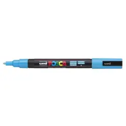 Posca PC-3M Marcador de Pintura - Punta de Poliester Conica 0.9-1.3mm - Tinta Base al Agua - Resistente a la Luz - Color Azul Cl