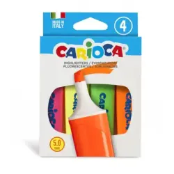 Carioca Memolight Pack de 4 Marcadores - Punta Biselada de 5mm - Colores Brillantes y Lavables - Tinta a Base de Agua - Colorrs