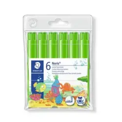 Staedtler Noris Jumbo 340 Pack de 6 Rotuladores Jumbo - Punta de Fibra - Trazo 3mm - Tapa Ventilada - Color Verde Claro | Ahorro