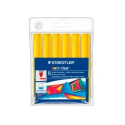 Staedtler Noris Jumbo 340 Pack de 6 Rotuladores Jumbo - Punta de Fibra - Trazo 3mm - Tapa Ventilada - Color Amarillo | Ahorro Im