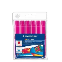 Staedtler Noris Jumbo 340 Pack de 6 Rotuladores Jumbo - Punta de Fibra - Trazo 3mm - Tapa Ventilada - Color Magenta | Ahorro Imp