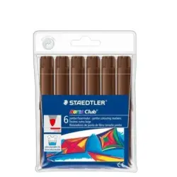 Staedtler Noris Jumbo 340 Pack de 6 Rotuladores Jumbo - Punta de Fibra - Trazo 3mm - Tapa Ventilada - Color Marron | Ahorro Impr
