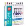 Apli Kids Stamps Pack de 10 Rotuladores con Doble Punta Sello y Rotulador - 10 Colores/Sellos Diferentes - Puntas Bloqueadas de