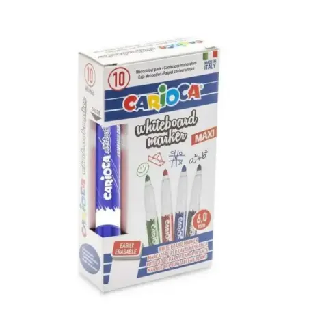 Carioca Maxi Rotulador para Pizarra Blanca - Tapa con Clip - Se Borra Facilmente - Se Seca Rapidamente - Punta de Ø 6mm - Color