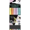 Faber-Castell Black Edition Pack de 6 Rotuladores Punta Pincel - Tinta a Base de Colorantes Alimentarios - Colores Pastel Surtid