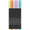 Faber-Castell Black Edition Pack de 6 Rotuladores Punta Pincel - Tinta a Base de Colorantes Alimentarios - Colores Pastel Surtid