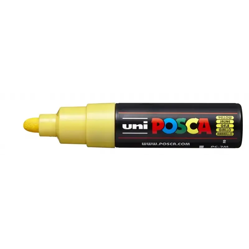 Posca PC-7M Marcador de Pintura - Punta de Bala 4.5-5.5mm - Base al Agua - Resistente a la Luz - Color Amarillo | Ahorro Imprimi