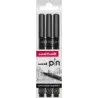 Uni-ball Uni Pin Pack de 3 Rotuladores Calibrados 0.2, 0.4, 0.8 - Punta Poliacetal - Tinta Pigmentada Resistente al Agua y Luz -