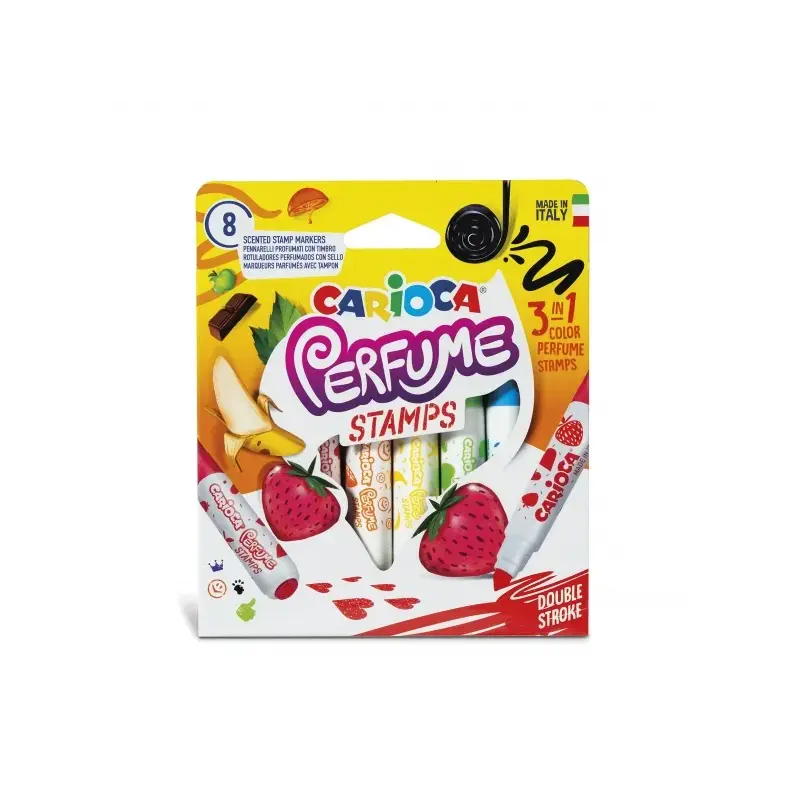 Carioca Pack de 8 Rotuladores Perfumados Doble Punta - Tinta Perfumada y Lavable - Aromas Naturales - Libre de Sustancias Alerge