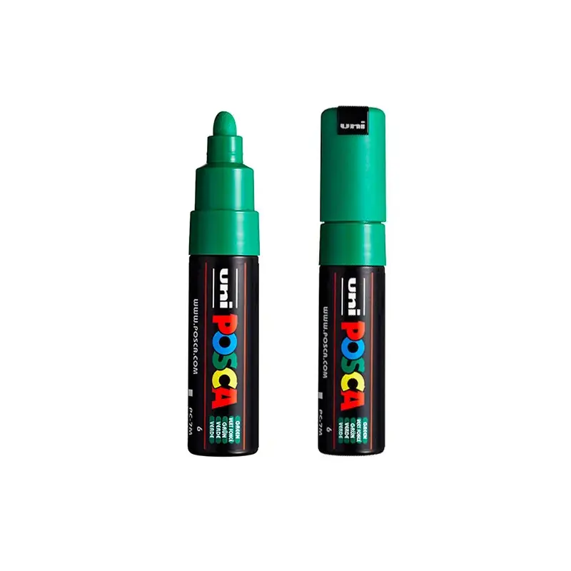 Posca PC-7M Marcador de Pintura Base al Agua - Punta de Bala 4.5-5.5mm - Tinta Pigmentada - Resistente a la Luz - Color Verde |