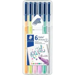 Staedtler Triplus Color 323 Pack de 6 Rotuladores de Punta Fina - Trazo 1mm Aprox - Tinta Base de Agua - Colores Surtidos | Ahor