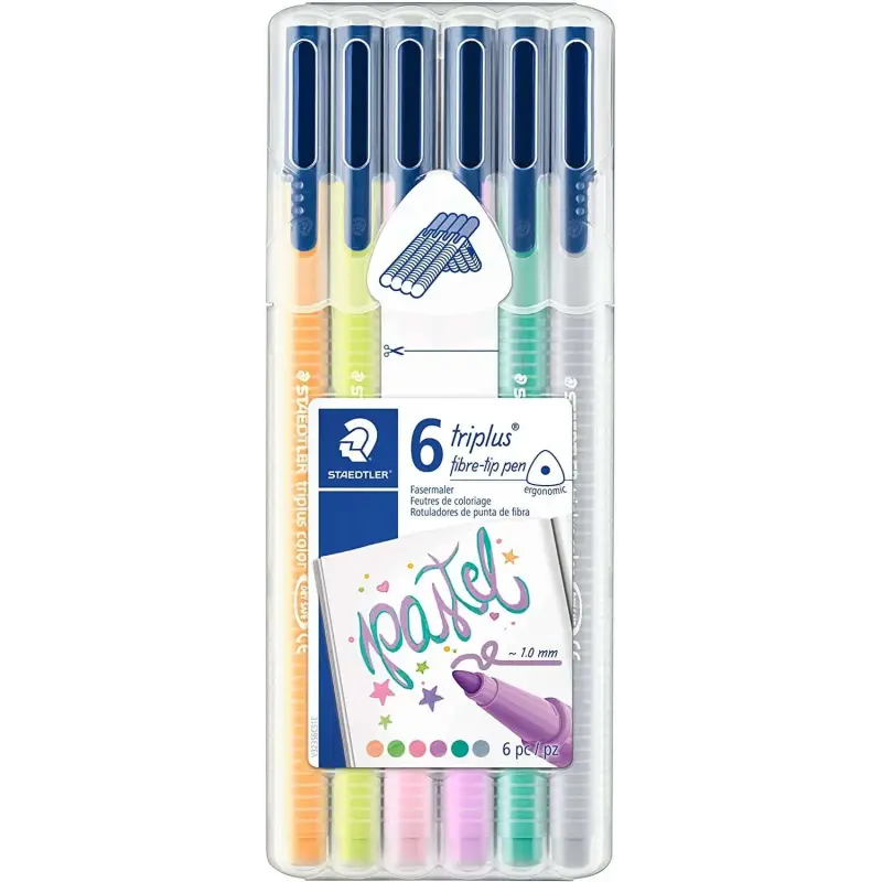 Staedtler Triplus Color 323 Pack de 6 Rotuladores de Punta Fina - Trazo 1mm Aprox - Tinta Base de Agua - Colores Surtidos | Ahor