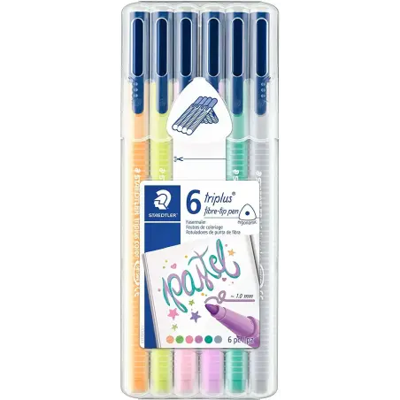 Staedtler Triplus Color 323 Pack de 6 Rotuladores de Punta Fina - Trazo 1mm Aprox - Tinta Base de Agua - Colores Surtidos | Ahor