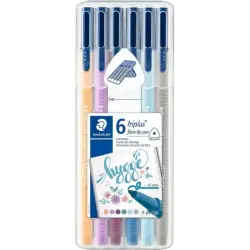 Staedtler Triplus Color 323 Pack de 6 Rotuladores de Punta Fina - Trazo 1mm Aprox - Tinta Base de Agua - Colores Surtidos | Ahor
