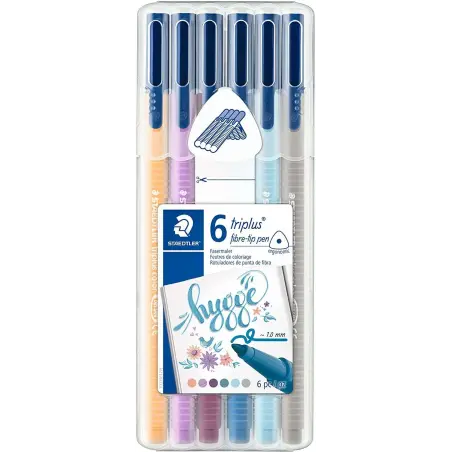 Staedtler Triplus Color 323 Pack de 6 Rotuladores de Punta Fina - Trazo 1mm Aprox - Tinta Base de Agua - Colores Surtidos | Ahor