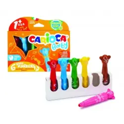 Carioca Baby Teddy Pack de 6 Rotuladores - Super Seguros - Forma Ergonomica - Tinta Superlavable - Dermatologicamente Testado -