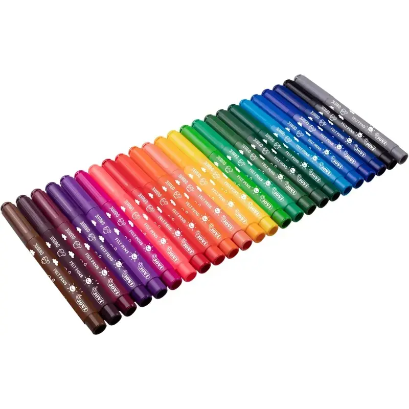 Jovi Felt Pens Estuche de 24 Rotuladores Jumbo - Punta de 5.8mm - Amplia Variedad de Tonos - Tinta de Gran Fijacion - Capuchon d