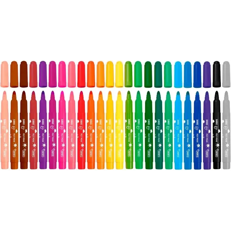 Jovi Felt Pens Estuche de 24 Rotuladores Jumbo - Punta de 5.8mm - Amplia Variedad de Tonos - Tinta de Gran Fijacion - Capuchon d