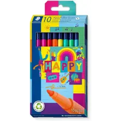 Staedtler Triplus Color 323 Pack de 10 Rotuladores de Punta Fina - Trazo 1mm Aprox - Tinta Base de Agua - Colores Surtidos | Aho