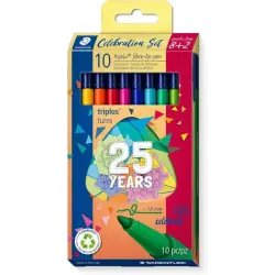Staedtler Triplus Color 323 Pack de 10 Rotuladores - Trazo 1mm Aprox - Tinta Antisecado - Capuchon Ventilado - Colores Surtidos
