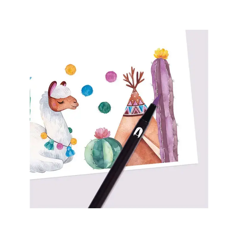 Apli Brush Marker Pack de 6 Rotuladores Acuarelables de Doble Punta - Punta Pincel de 1-4mm y Punta Redonda de 1mm - Tinta Base