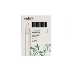 Carioca Plus Pack de 6 Marcadores Acrilicos - Punta 2mm - Color Negro | Ahorro Imprimiendo