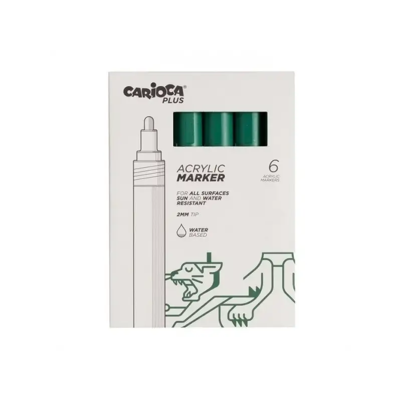 Carioca Plus Pack de 6 Marcadores Acrilicos - Punta 2mm - Color Verde | Ahorro Imprimiendo