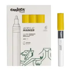 Carioca Plus Pack de 6 Marcadores Acrilicos - Punta 2mm - Color Amarillo | Ahorro Imprimiendo