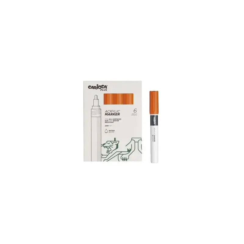 Carioca Plus Pack de 6 Marcadores Acrilicos - Punta 2mm - Color Naranja | Ahorro Imprimiendo