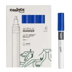 Carioca Plus Pack de 6 Marcadores Acrilicos - Punta 2mm - Color Azul | Ahorro Imprimiendo