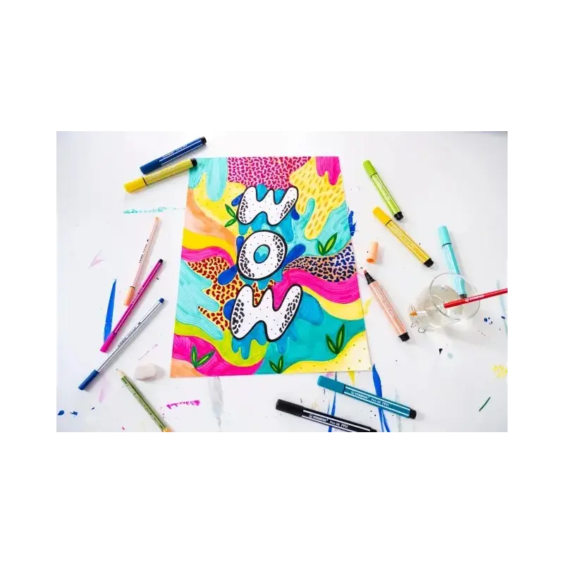 Stabilo Pen 68 MAX Arty Pack de 6 Rotuladores - Punta de Fibra Biselada - Trazo entre 1-5mm aprox. - Tinta a Base de Agua - Colo