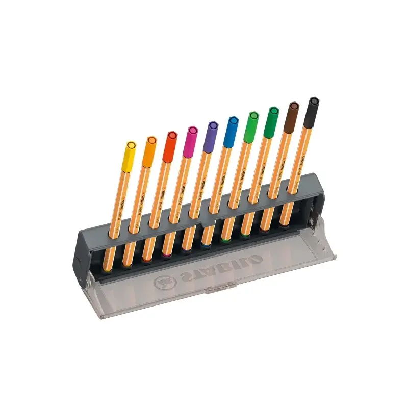 Stabilo Point 88 Set de Mesa con 10 Rotuladores de Punta de Fibra - Trazo de 0.4mm aprox. - Tinta con Base de Agua - Colores Sur