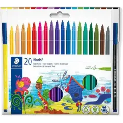Staedtler 326 Pack de 20 Rotuladores Punta de Fibra - Trazo 1.0mm Aprox - Resistente a la Presion - Tinta a Base de Agua Antisec
