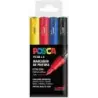 Posca PC1M Pack de 4 Marcadores de Pintura - Punta Conica 0.7mm - Tinta Base al Agua - No Permanente - Resistente a la Luz - Col