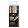 Posca PC1M Pack de 4 Marcadores de Pintura - Punta Conica de 0.7mm - Tinta Base al Agua - No Permanente - Resistente a la Luz -