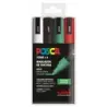 Posca PC-5M Estuche de 4 Marcadores de Pintura - Punta de Bala 1.8-2.5mm - Tinta Base al Agua - Resistente a la Luz - Color Surt