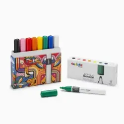 Carioca Plus Pack de 8 Marcadores Acrilicos en Caja Rigida - Punta 2mm - Tinta Acrilica Super Pigmentada - Colores Surtidos | Ah